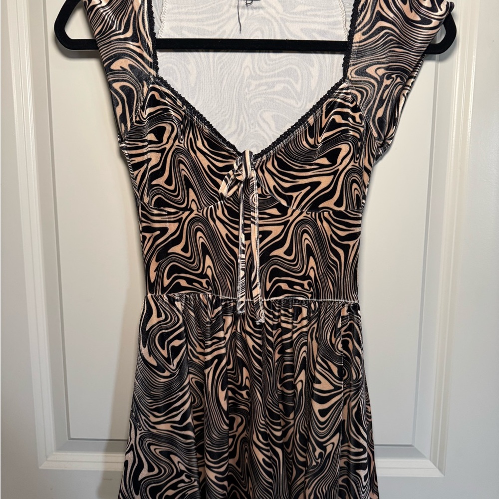 Urban Outfitters Black and Cream Swirl Mini Romper